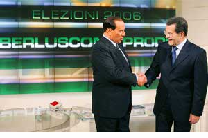 Display confrontation Berlusconi - Prodi Elections 2006
