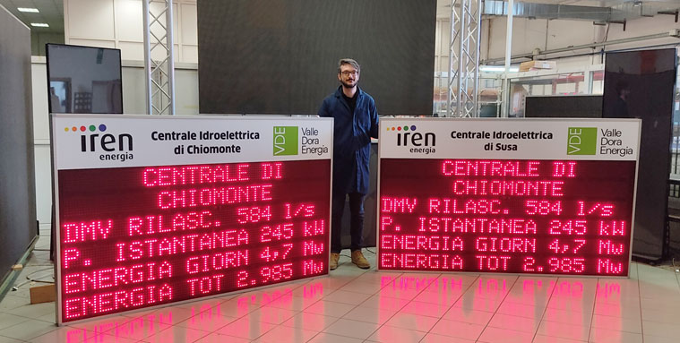 Tabellone display per centrale idroelettrica