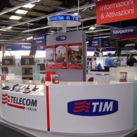 Visualizzatore elettronico a led blu circolare per stand TIM scorrevole