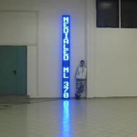 Display a led con scritta verticale blu