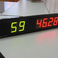 stopwatch display, minutes, seconds
